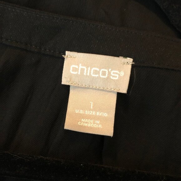 Chicos Black Pullover Top Blouse Lightweight Concealed Button Closure 1 (US M) - Picture 3 of 7
